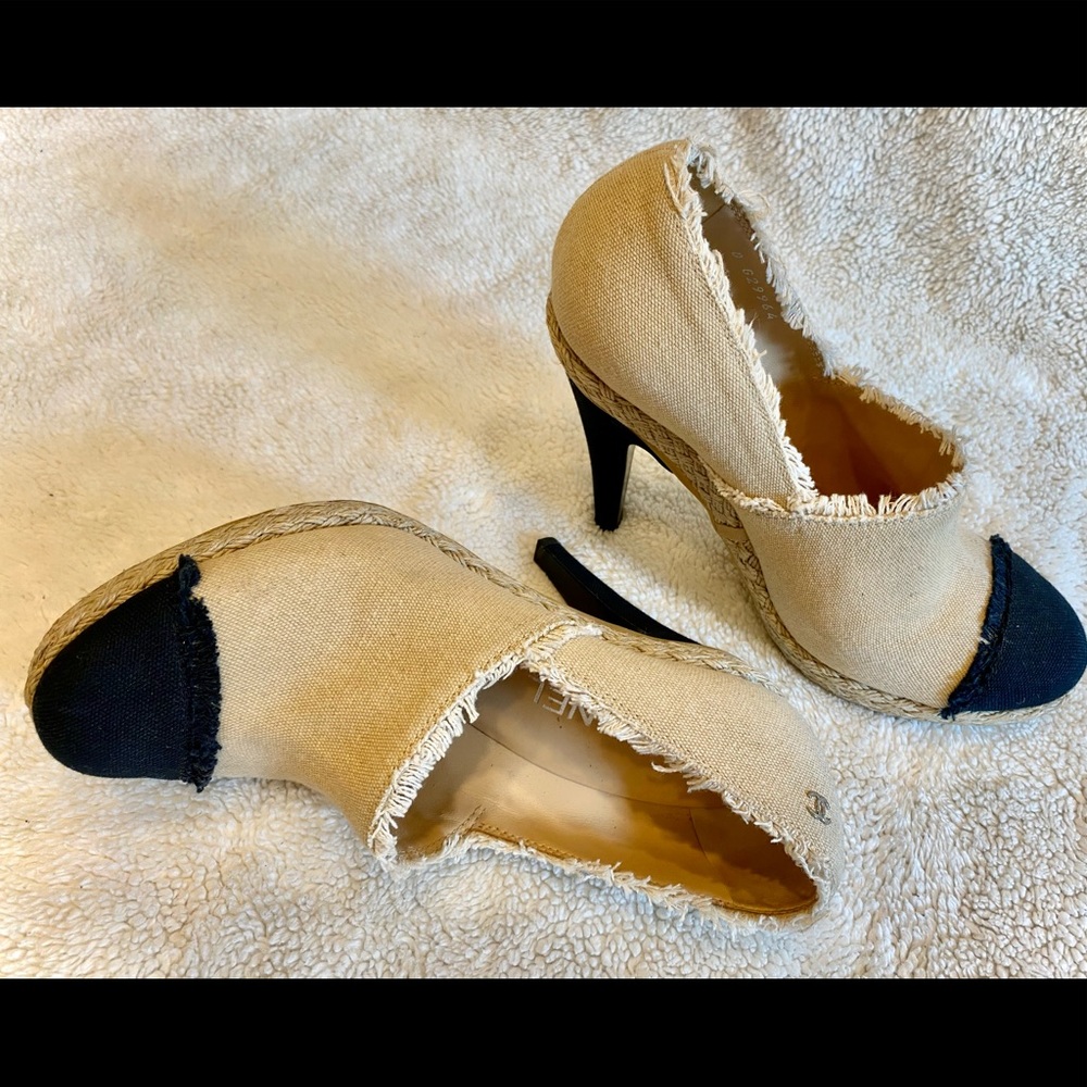 CHANEL Canvas Cap Toe Espadrille Booties (39.5) - Picture 8 of 15